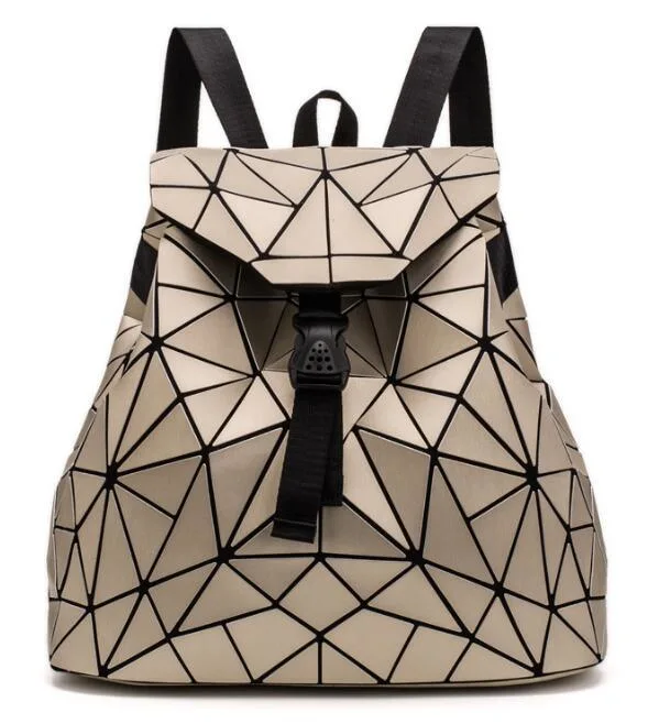 Wholesale Polyhedral Lady Geometric Pattern PU Leather Travel Bag Fashion Commuter Backpack