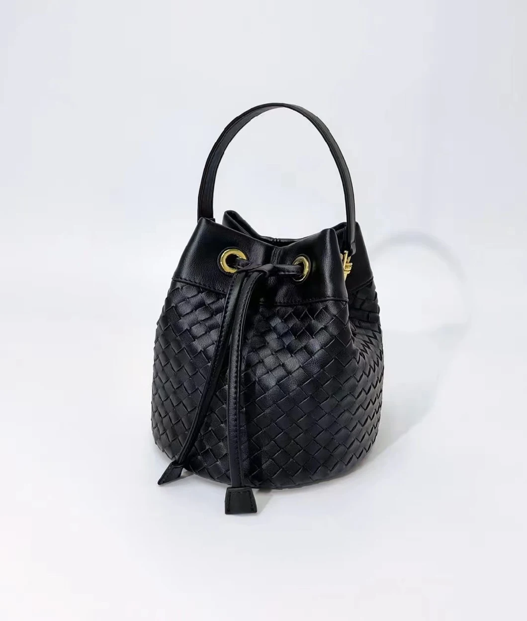 Spring and Summer Braided Bucket Bag Portable Hand-Braided Capacity Real Cow Leather Bag (F9510)