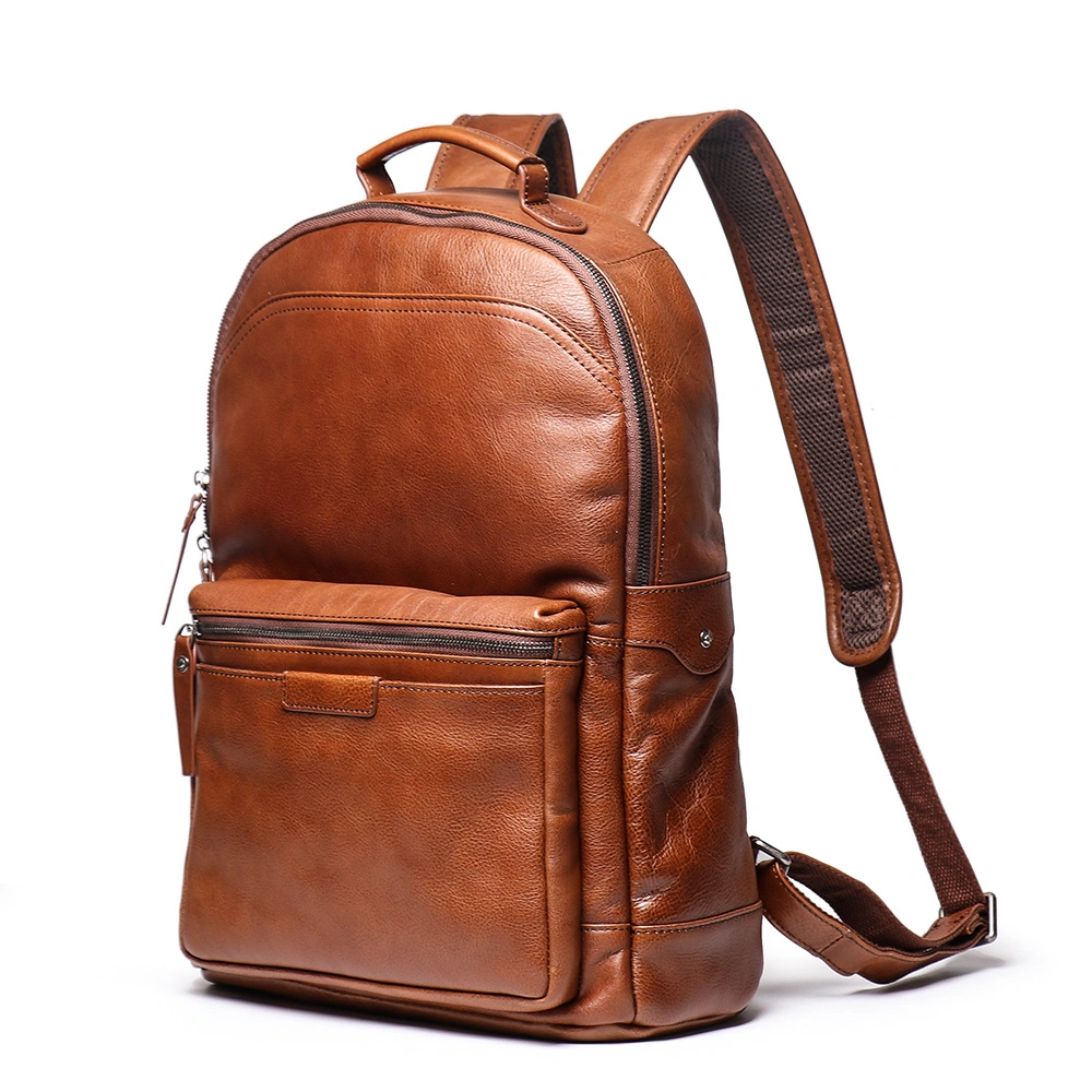 Genuine Leather Men Women Travel Bag Soft Real Leather Cowhide Laptop Shoulder Bag Backpack