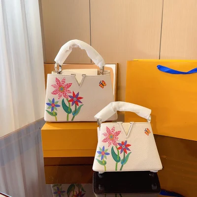 Модельер женская сумка из натуральной кожи с цветочным принтом, роскошные брендовые копии, оптовая продажа, женская сумка на плечо, сумка на плечо